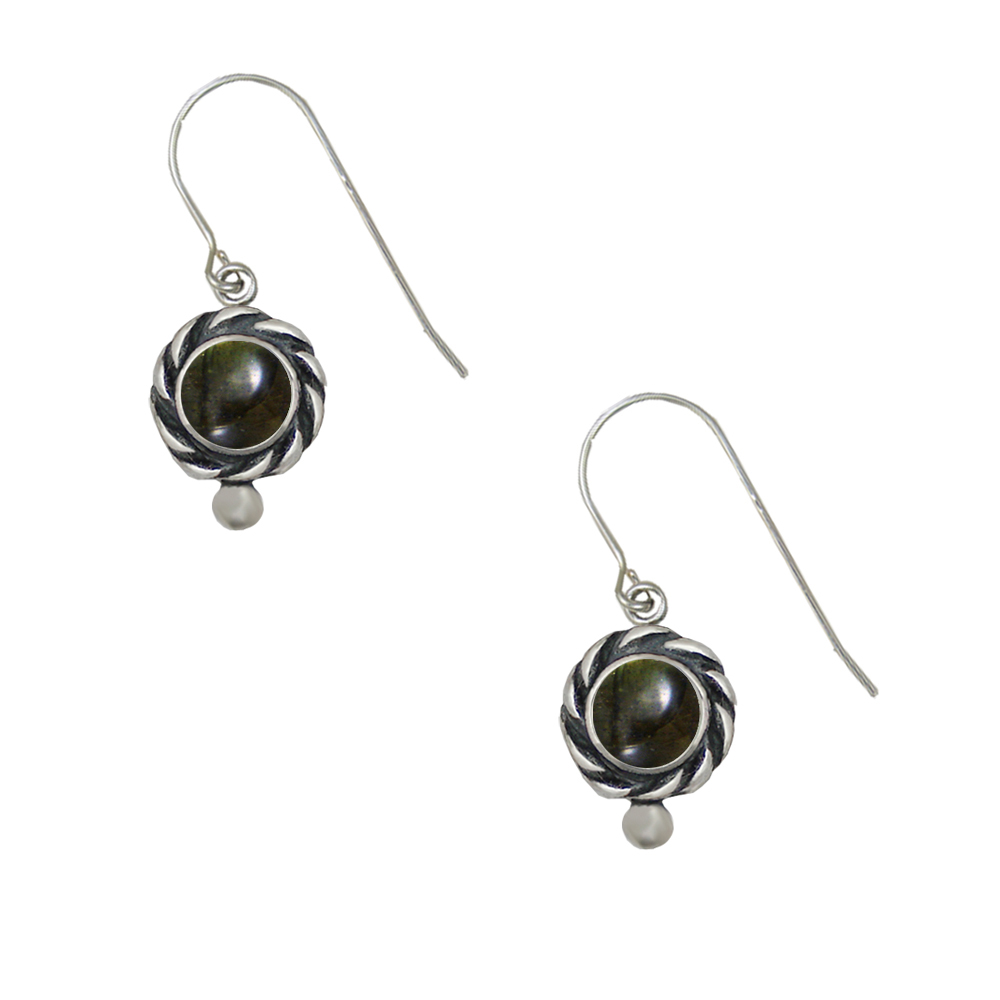Sterling Silver Petite Spectrolite Gemstone Drop Dangle Earrings